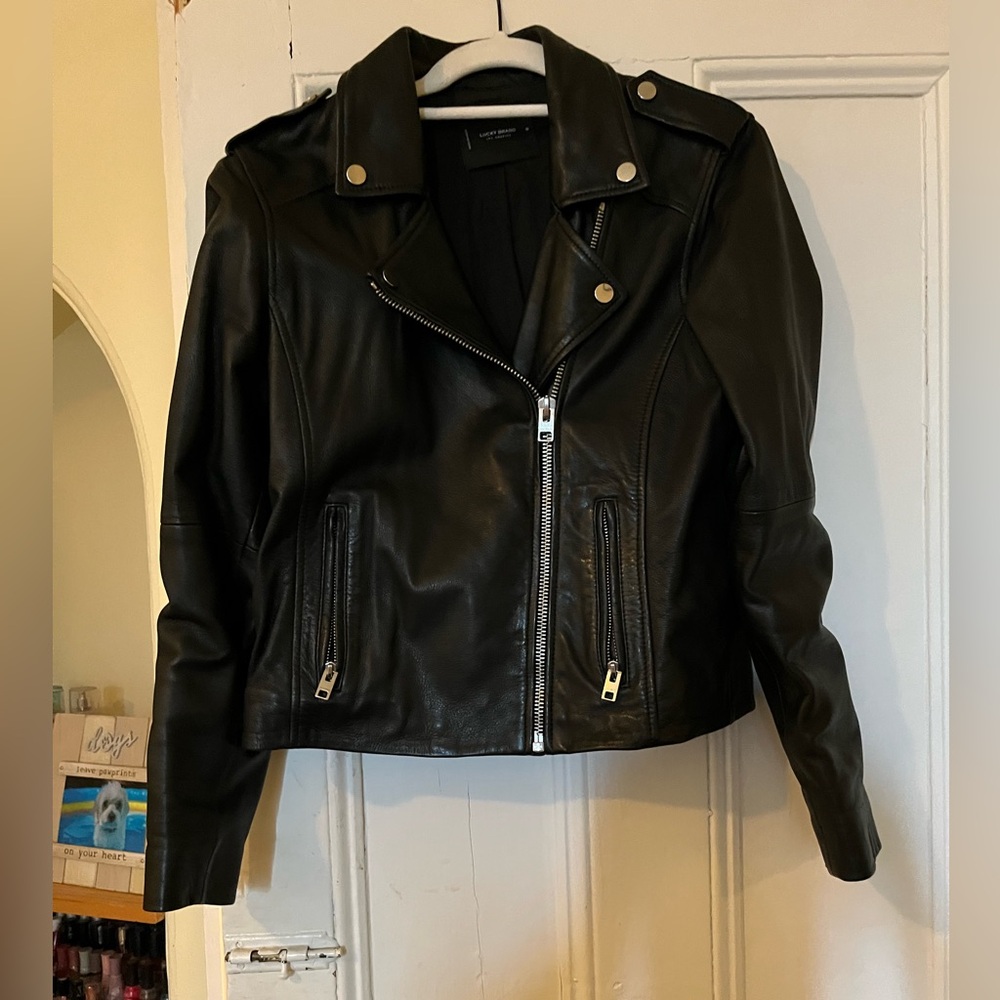 Lucky Brand Black 100% Leather Jacket